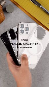 Ringke Fusion Magnetic Compatible with iPhone 16 Pro Case Cover [Strong Magnet] Transparent Hard Back Shockproof Soft TPU Bumer iPhone 16 Pro Back Cover