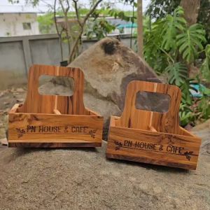 กล่องใส่เครื่องปรุง ขวดซอส กล่องใส่เครื่องเคียง กระเช้าใส่เครื่องปรุง ตะกร้าเครื่องปรุง ทำจากไม้สักแท้ ซื้อ3ชิ้น เลเซอร์ ชื่อหรือโลโก้ฟรี ใช้งานง่าย