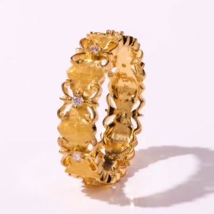 Chow Sang Sang 周生生  999.9 24K Gold Cultural Blessings Blossoms Floral Gold Ring for Women (Size: 15 Diameter 17.3cm) 95102R