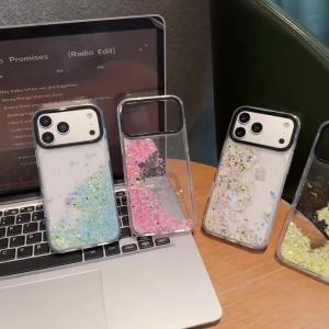 Glitter Liquid Quicksand Glowing Phone Case For iPhone 17 16 15 14 Pro MaxLuxury Transparent Shockproof Protection Back Cover