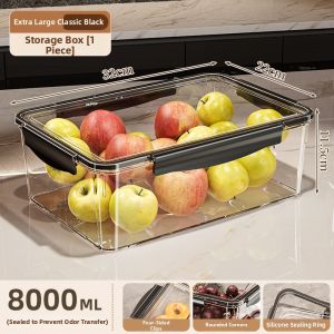MEIZHUFU | Food Grade Refrigerator Storage Box for Freezing and Sealing Long Rectangular Large Capacity