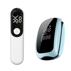 AiQUE Finger Oximeter Charging SPO2 Infrared Fever Thermometer Blood Oxygen Monitor Non-contact Body Temperature Fever Child