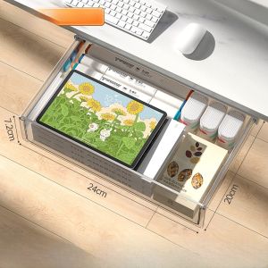 กล่องเก็บของใต้โต๊ะแบบติดผนังสำหรับเก็บของในออฟฟิศ กล่องใส่ของแบบซ่อนได้พร้อมตะแกรงสำหรับจัดระเบียบโต๊ะทำงาน กล่องเก็บของแบบลำลอง