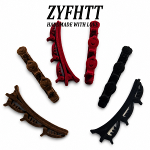 1/3pcs ZYFHTT Black Red Flocking Hair Clip for Women Simplicity Braided Duckbill Clip Fashion Girl Hairpin Hair Accessory
