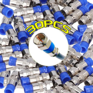 ขั้วต่อการบีบอัดสแตนเลสป้องกันการกัดกร่อน5/30x Rg6ขั้วต่อชนิด F สำหรับสายต่ออินเทอร์เน็ตบรอดแบนด์วิดีโอเสียงดิจิตอล