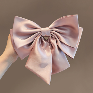 French Style Big Bow Spring Clip Classy Satin Sense Back Head Clip Top Gentle Atmosphere Hair Clips Hair Accessories