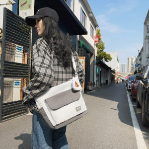 New Campus Large Capacity Color Block School Book Bag Handheld Crossbody Korean Style Ins Fashion Universal Tote Bag for Youth