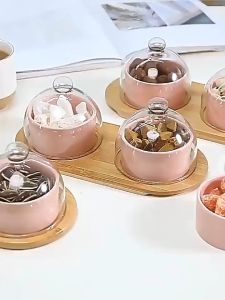 BR26 ถ้วยคู่มินิฝาปิดใสพร้อมถาด