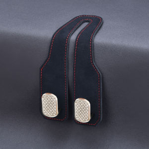 Car hook metal strap with drill suede leather car rear seat headrest hook car interior storage hook
