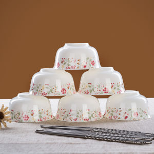 12-Piece Bone China Floral Home Use Bowls Ceramic Soup Bowls Korean Style Japanese Style Noodle Bowls Dining Utensils