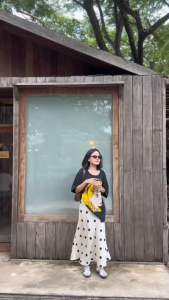 GHAOHES กระโปรงยาวปานกลางลายจุด สไตล์โบฮีเมียน กระโปรงมิดิทรงเอ-ไลน์ เนื้อผ้านุ่ม 3สี S-XL