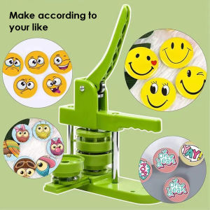 Button Badge Maker Machine Installation-Free 58mm DIY Button Maker Press Machine Kit Badge Punch Press Machine with 100pcs/200pcs Plastic Button Circle Cutter Pictures amp