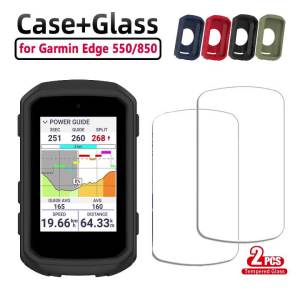 2 Chiếc Ốp Silicon Có Kính Cường Lực Bảo Vệ Màn Hình Cho Garmin Edge 850 550 GPS Đồng Hồ Bấm Giờ TPU Ốp Lưng Phụ Kiện Thông Minh