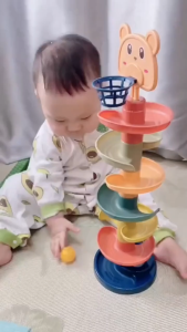Drop & slide montessori 5 layer Ball Tower indoor basketball puzzle game tiktok sport kids toy early education building