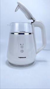 Vermax Glass Electric Kettle Double layer Japanese Electric Kettle Household Water Kettle Anti-Burnout Protection Memory function Cool to touch Fast Boiling Heater Kettle 1.0L