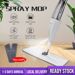 [Ready Stock] Spray Mop Magic Cleaning Mops Free Hand Spin Cleaning Microfiber Mop with Bucket Flat Squeeze Spray Mop Home Kitchen Floor Clean Tools Mop 拖把
