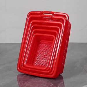 Rectangle Red Plastic Storage Bin for Drainage