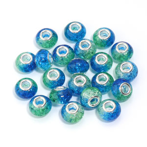 20pcs/lot Resin Round Beads Gradient Color 15mm Large Hole Loose Spacer Beads For Jewelry Making Bracelet Necklace Accessories