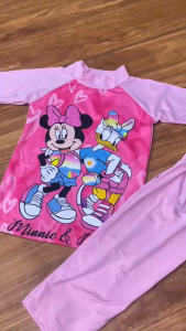 TREND COLLECTION Baju Renang Anak Perempuan Lengan Panjang Karakter Kombi Pink Muda usia 2-9 tahun