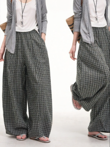 HTMEME | Summer Vintage Check Casual Pants for Women