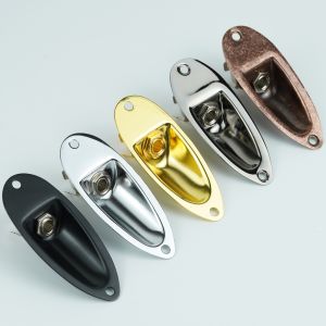 5 Colors Electric Guitar Boat Jack Plate with 6.35mm Output Socket Metal Mono Input Jack for Strat Style Guitars Replacement P