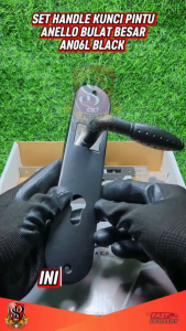 Set Handle Kunci Pintu ANELLO Model Bulat Besar 25cm Warna Hitam Minimalis Anello AN06L Black Series ORIGINAL ANELLO