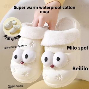 MONLEYTA | Womens Cotton Slippers Winter Thick Heel Indoor Home Warm Plush National Trend Couple Shoes High Heel Warm Home Slippers