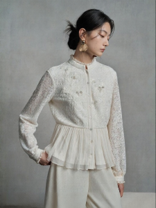 Embroidered Lace Silk Blouse