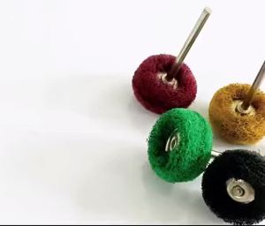 JNSUR Scrub Wheel 2.35/3mm Shank Nylon Fiber Polishing Wheel Dental Metal Cleaning & Finishing Abrasive Bur Mounted Abrasive