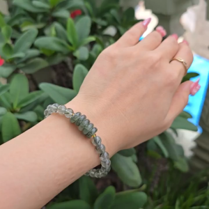 Q1580 Vòng Thạch Anh Tóc Xanh mix ngũ điếu Thạch Anh Tóc Xanh cho mệnh Mộc và Hoả - Phong Thuỷ TUDO