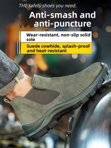 Anti Smash Puncture Insulation Work Safety Shoe Steel Toe High Top Easy Slip On