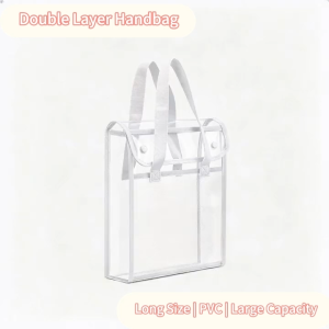 Long HandBag Transparent Paper Organizer Document Storage Double-layer Clear Bag For School Office