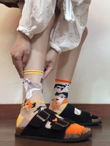 Vớ Kính Mỏng Hình Họa Tiết Không Đều AB