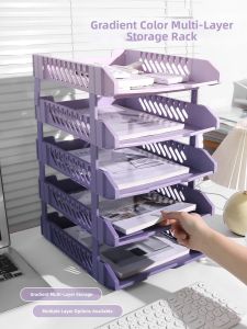 Gradient Color Foldable 3 Layer File Organizer