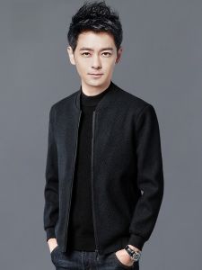 ROMON | Lormen Mens Woolen Baseball Collar Jacket Autumn Winter Fashionable Flight Suit Outerwear For Middle-Aged And Elderly