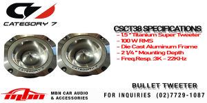 Super Tweeter High Petformance Bullet Tweeter CSCT38 Category 7  4OMHS 100Wrms 2pcs./set