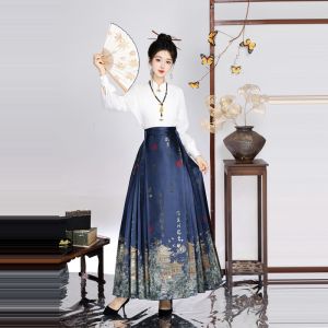 Dreamy Qingwen Horse Tailed Skirt Clearance Sale Girls Hanfu Half Skirt A-line Silhouette Pure E-commerce Sales