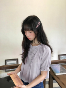NIHAOKANONG | Áo Blouse Nơ Ruffled và Carô