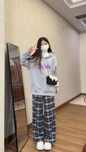 กางเกงวอร์มลำลองทรงหลวมสไตล์ย้อนยุคสไตล์อเมริกัน กางเกงขายาวทรงตรงสำหรับผู้หญิง กางเกงขายาวทรงหลวมสำหรับใส่ออกกำลังกายในฤดูใบไม้ร่วงและฤดูหนาว