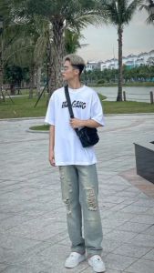 quần suông ống rộng màu bac rách  TẶNG THẮT LƯNG CHUN