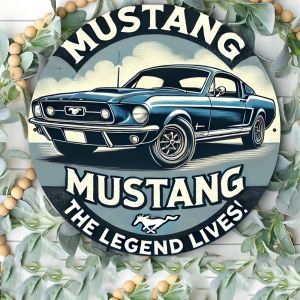 1pc Mustang Classic Aluminum Metal SignRound Vintage Car Wall Art Durable Home & Office Decor Ideal Gift for Car Enthusiasts
