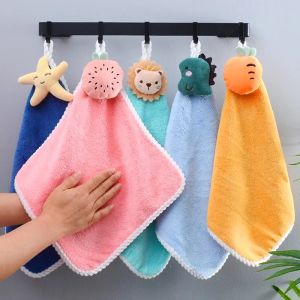 28*28CM Cute Cartoon Dragon Soft Hand Towels for Kids Thicken Coral Fleece Absorbent Hand Towel Bathroom Supplies