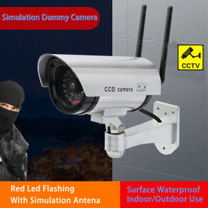 Fake Wireless Camera With Simulation Antena Dummy CCTV Camera Red Led Flashing AA Battery Home Surveillance Security System
