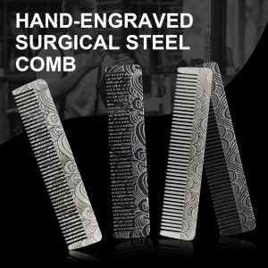 New 1/2PCS Portable Barber Steel Combs Carving Pattern Beard Combs For Men Mustache Care Haircut Tools Salon Hair Styling Comb