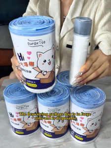 100pcs/Roll Drawstring Garbage Bag Thickened Automatic Closing Kitchen Trash Bags Thickened Trash Bags for Household
