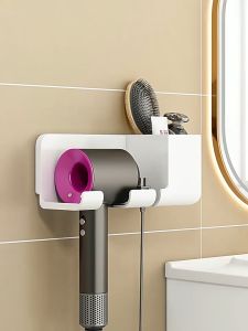 Hair Dryer Storage Rack Non Punching Gantungan Hair Dryer Dinding Untuk Kamar Mandi