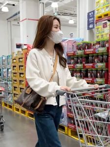 Womens Short Casual Baseball Jacket 2025 Spring New Style Small Size Single Button Versatile Cardigan Top Commute Style Loose Fit