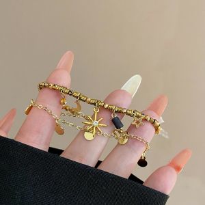 Vintage Natural Stone Beaded Bracelet Luxury Minimalist Elegant Stackable Versatile High-End Feeling Hand Jewelry