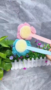 2in1 Bath Brush Body Scrubber With Long Handle Body Scrub Sponge Back Scrubber For Bath