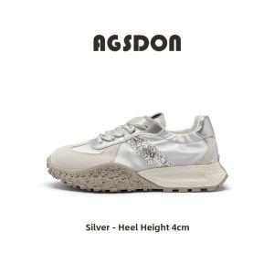 Agsdon | Silver Ballet Training Shoes Thick Heel Elevating